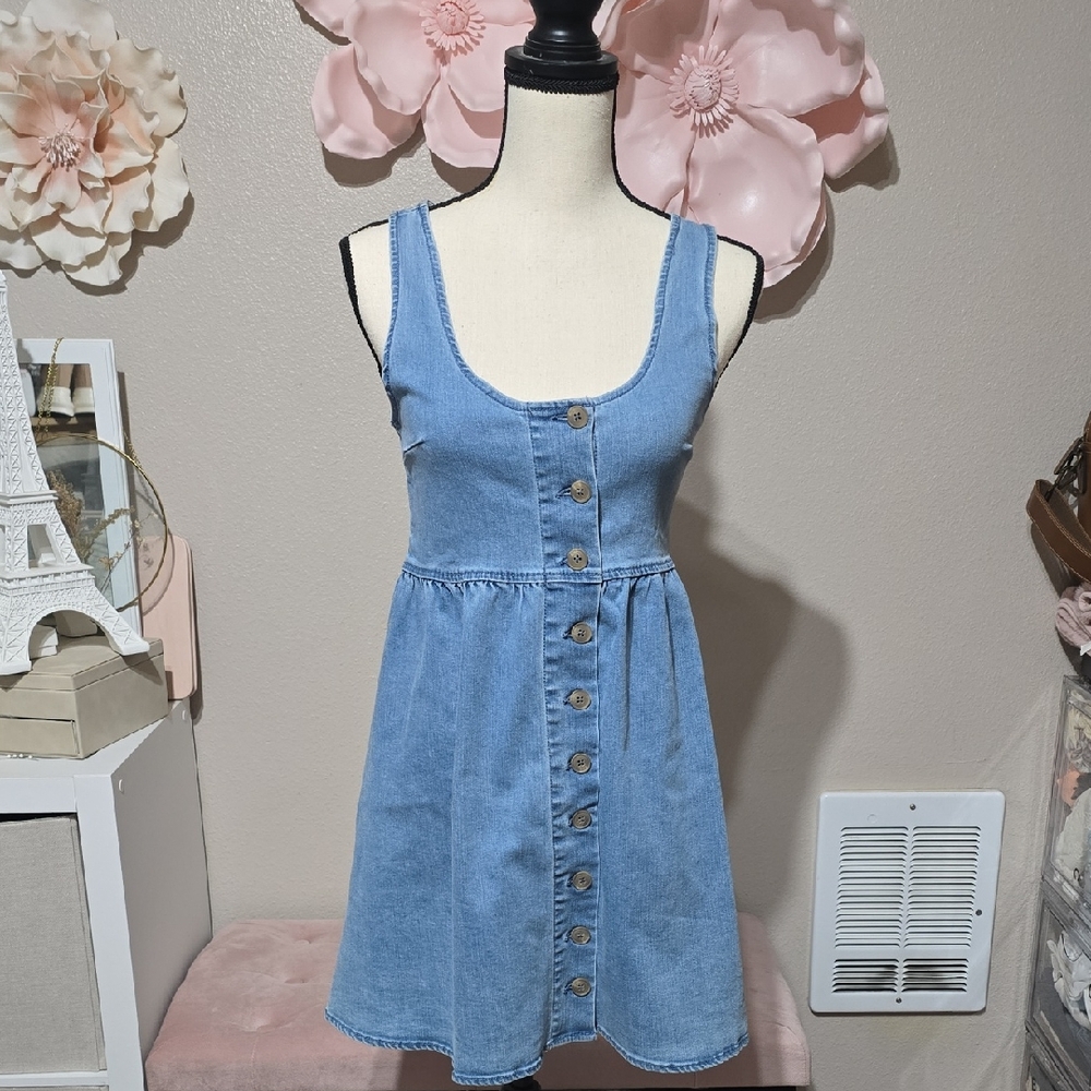 Forever 21 Light Blue Button-Down Mini Dress